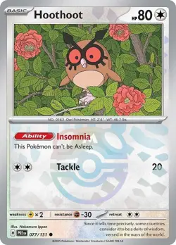 Hoothoot (Master Ball Pattern) Common Holo PRE 077/131 NM Pokemon TCG - Image 1
