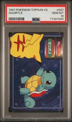 1997-98 POKEMON TOPSUN VS #007 SQUIRTLE VS PIKACHU PSA 10 - Image 1
