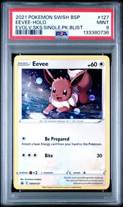 2021 POKEMON SWSH BLACK STAR PROMO EEVEE-HOLO #127 MINT 9 - Image 1