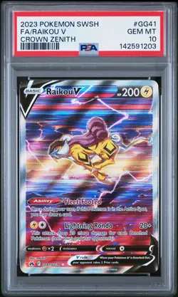 2023 POKEMON SWORD & SHIELD CROWN ZENITH #GG41 FULL ART/RAIKOU V PSA 10 - Image 1