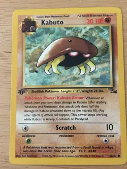 Pokemon TCG Kabuto Fossil 50/62 1st Edition Stage 1 30 HP Regular English 1999 - Image 1