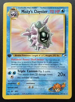 Misty's Cloyster 29/132 Rare - Gym Heroes - 1st Edition - Pokemon WOTC - Image 1