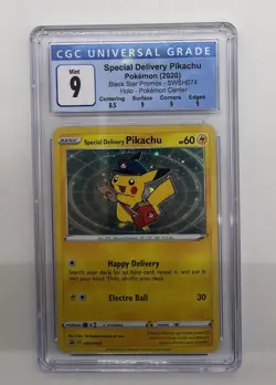 Special Delivery Pikachu SWSH074 SWSH: Sword & Shield Promo Cards Holo CGC 9 - Image 1