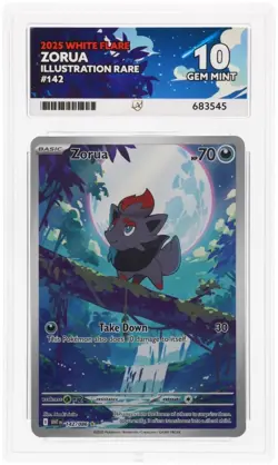 ACE 10 Zorua 142/086 Illustration Rare White Flare Full Art PSA Pokemon Card - Image 1