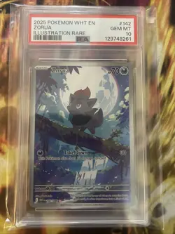 Zorua 142/086 Pokemon Sv: White Flare Holo Illustration Rare IR PSA 10 GEM MINT - Image 1