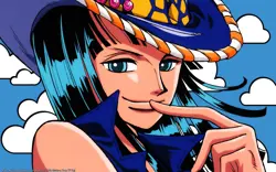 Anime one piece nico robin cyan hair women face closeup Custom Gaming Mat Desk - Image 1
