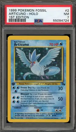 Pokemon Articuno Fossil 1st Edition Holo Rare #2 PSA 7 - Image 1