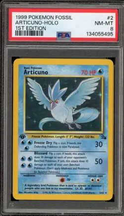 Pokemon Articuno Fossil 1st Edition Holo Rare #2 PSA 8 - Image 1