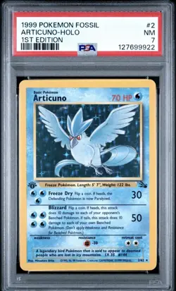 1999 Pokemon Fossil Articuno 1st Edition Rare HOLO #2/62 PSA 7 NM - Image 3