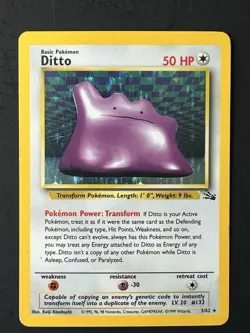 Pokemon TCG Ditto Fossil Holo Rare Card 3/62 - Image 1