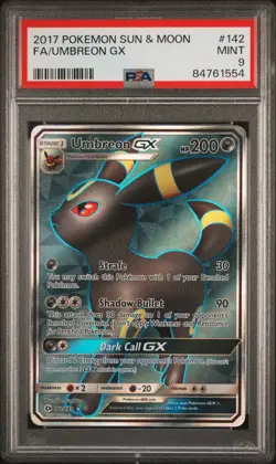 PSA 9 2017 SUN & MOON UMBREON GX FULL ART HOLO #142/149 POKEMON - Image 1