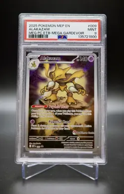 2025 POKEMON MEGA EVOLUTION POKEMON CENTER PROMO #009 ALAKAZAM PSA 9 - Image 1