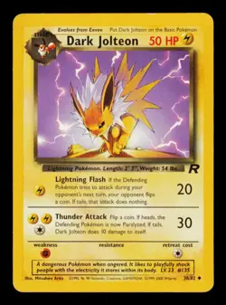 Pokemon Card Dark Jolteon 38/82 Team Rocket Uncommon Vintage Original UC MP 2000 - Image 1