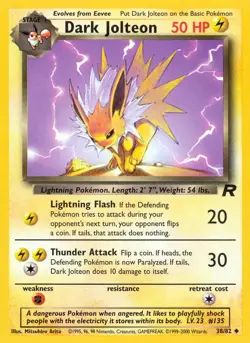 Dark Jolteon - 38/82 - Pokemon Team Rocket Unlimited Card WOTC NM - Image 1
