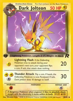 Dark Jolteon - 38/82 - Pokemon Team Rocket 1st Edition Card LP - Image 1