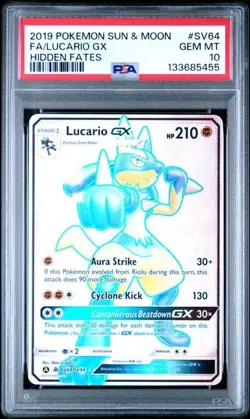 PSA 10 Lucario GX SV64/SV94 2019 Sun & Moon FA Hidden Fates FA Card A TCGKITTEN - Image 2