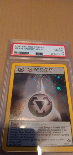 2000 P.M. Neo Genesis #19 metal energy Holo Card PSA 8 NM/Mint, Graded Sleeved - Image 2