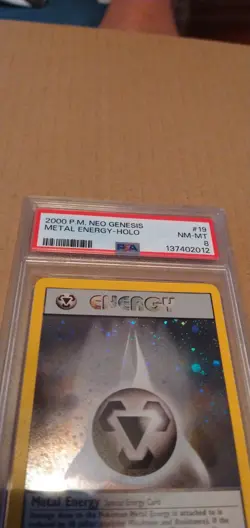 2000 P.M. Neo Genesis #19 metal energy Holo Card PSA 8 NM/Mint, Graded Sleeved - Image 5