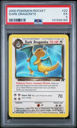 2000 POKEMON ROCKET #22 DARK DRAGONITE PSA 5 - Image 1
