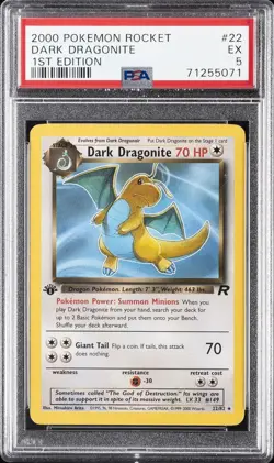 2000 POKEMON ROCKET 1ST EDITION #22 DARK DRAGONITE PSA 5 - Image 1
