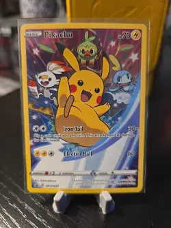 Pokemon TCG Pikachu SWSH020 Sword & Shield Promo Card Holo, Near Mint Condition - Image 1