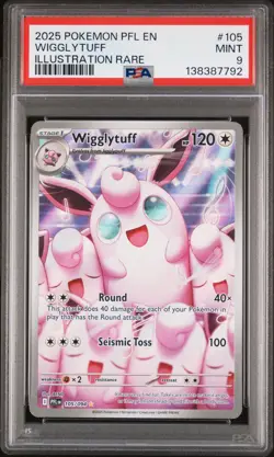 2025 Pokemon Pfl En-Phantasmal Flames #105 Wigglytuff Illustration Rare PSA 9 - Image 1