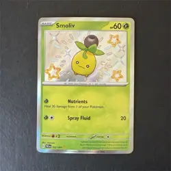 Pokemon Smoliv 102/091 SV: Paldean Fates Shiny Rare Holo Basic Tackle - Image 1