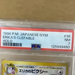 1998 Pokemon TCG Gym Leader Trainer Holo Rare Japanese Erika's Clafable PSA 7 - Image 3