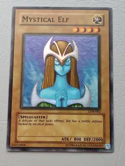 Yugioh Mystical Elf LOB-062 Super Rare Unlimited LP - Image 1