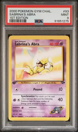 2000 POKEMON GYM CHALLENGE 1ST ED #93 SABRINA'S ABRA PSA 9 - Image 1