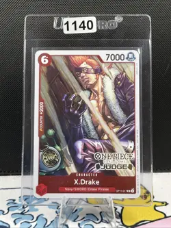 One Piece A Fist of Divine Speed Card OP11-017 Judge Stamp X.Drake (1140) - Image 1