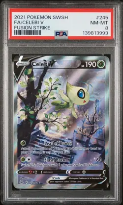 2021 POKEMON SWORD & SHIELD FUSION STRIKE #245 FULL ART/CELEBI V PSA 8 - Image 1