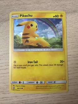 Pikachu 28/73 Cracked Ice Holo Promo Pokemon 2017 Shining Legends Deck LP - Image 1