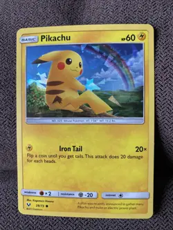 Pikachu 28/73 Cracked Ice Holo Promo Pokemon 2017 Shining Legends Deck LP - Image 1
