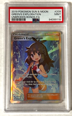 Green's Exploration Full Art 2019 Pokemon Sun & Moon Unbroken Bonds #209 PSA 9 - Image 1