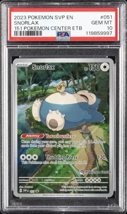 2023 POKEMON 151 POKEMON CENTER ELITE TRAINER BOX PROMO SVP #051 SNORLAX PSA 10 - Image 1