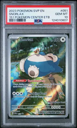 2023 POKEMON SVP 151 POKEMON CENTER ELITE TRAINER BOX PROMO #051 SNORLAX PSA 10 - Image 1