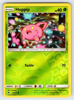 Hoppip 12/214 2018 S&M Lost Thunder Pokemon Card TCG Reverse Holo Common - VLP - Image 1