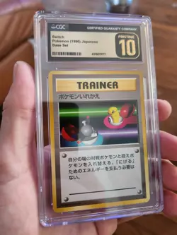 (POP 5) CGC 10 PRISTINE Switch Trainer Japanese Pokemon Base Set Card 1996 - Image 1