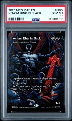 2025 MTG MARVEL'S SPIDER-MAN: SOURCE MAT #0022 VENOM, KING IN BLACK PSA 10 - Image 1