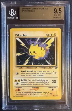 2000 POKEMON NEO GENESIS UNLIMITED #70/111 PIKACHU BGS 9.5 - Image 1