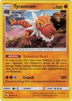 Lightly Played Tyrantrum - 69/131 - Holo Rare Pokemon Forbidden Light - Image 1