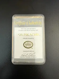 Pokemon 1999 23k Gold Plated Trading Card - #25 Pikachu, COA, Burger King Promo - Image 2