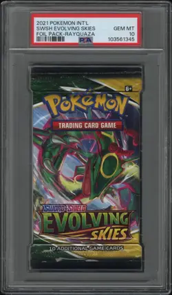 Pokemon Evolving Skies Rayquaza Art Booster Pack Sealed PSA 10 GEM MINT - Image 1