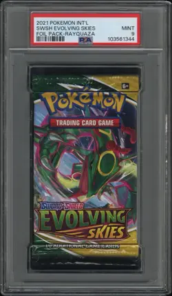 Pokemon Evolving Skies Rayquaza Art Booster Pack Sealed PSA 9 MINT - Image 1
