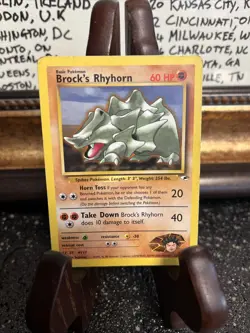 Pokemon TCG Brock's Rhyhorn Gym Heroes 22/132 Unlimited Rare - Image 1