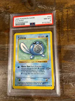 1999 Pokemon Game Base POLIWAG SHADOWLESS #59 PSA 8 RARE - Image 1