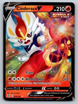 Pokemon Cinderace V (44) Ultra Rare SWSH08: Fusion Strike 044/264 NM - Image 1