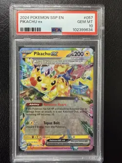 Pokemon Pikachu EX 57/191 SV Surging Sparks PSA 10 GEM MINT - Image 1