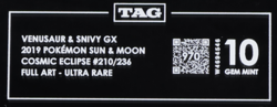 2019 Pokemon SM Cosmic Eclipse 210/236 Venusaur & Snivy GX Tag Team TAG 10 (970) - Image 3